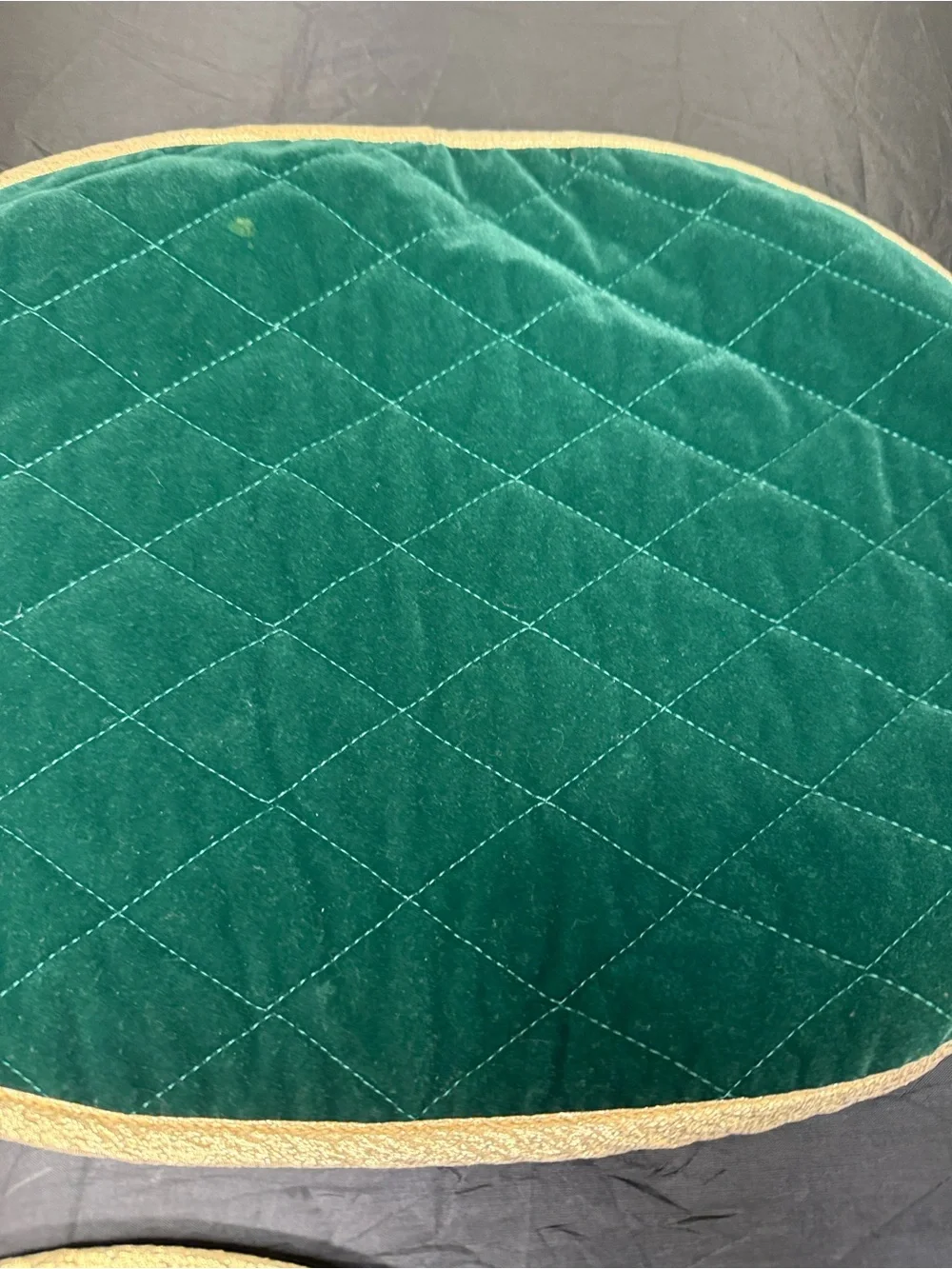 Emerald Quilted Velvet Placemat Set with Gold Edge